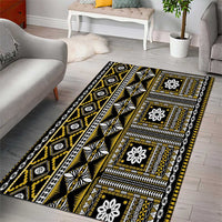 Fiji Masi Tapa Pattern Yellow Area Rug - Polynesian Pride