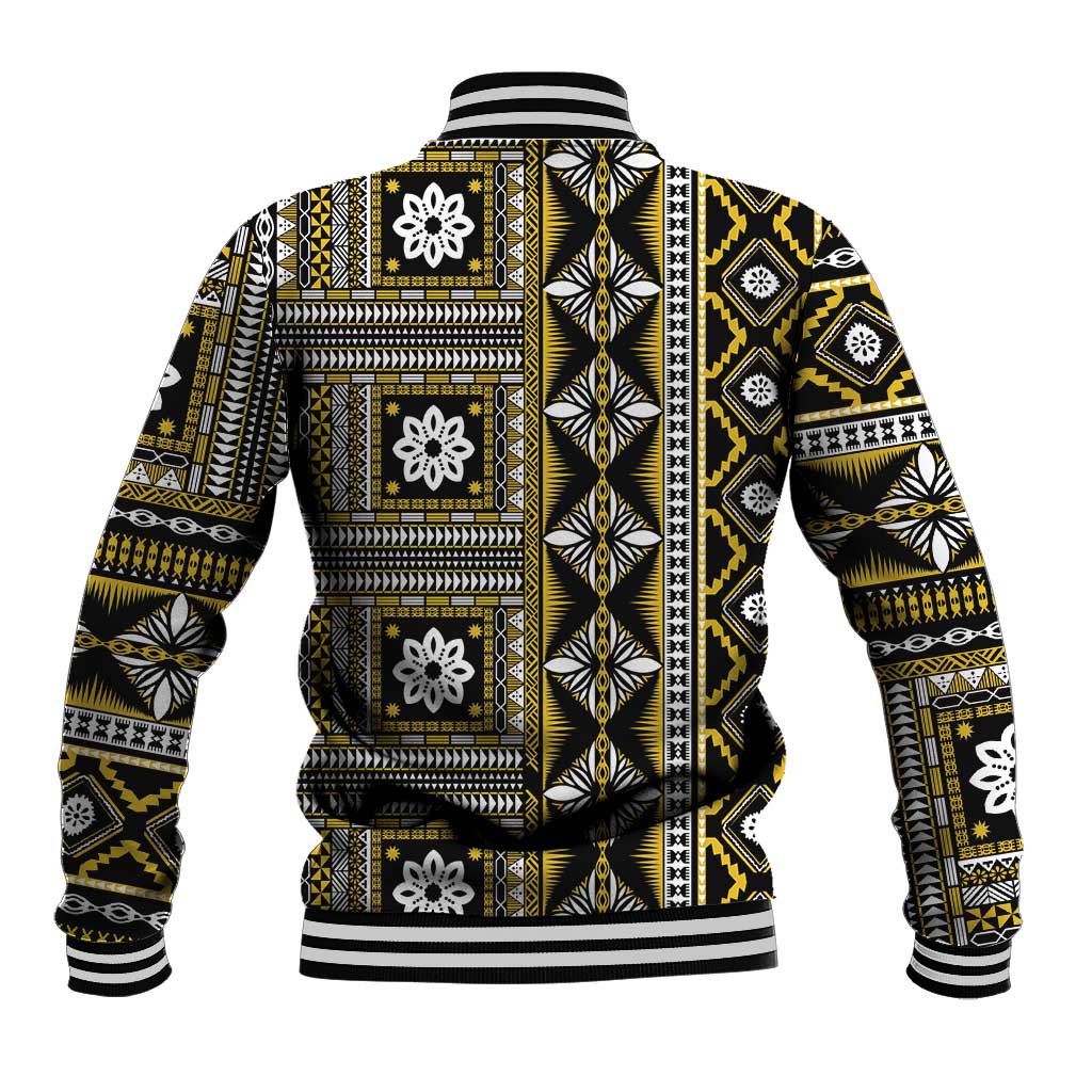 Fiji Masi Tapa Pattern Yellow Baseball Jacket - Polynesian Pride