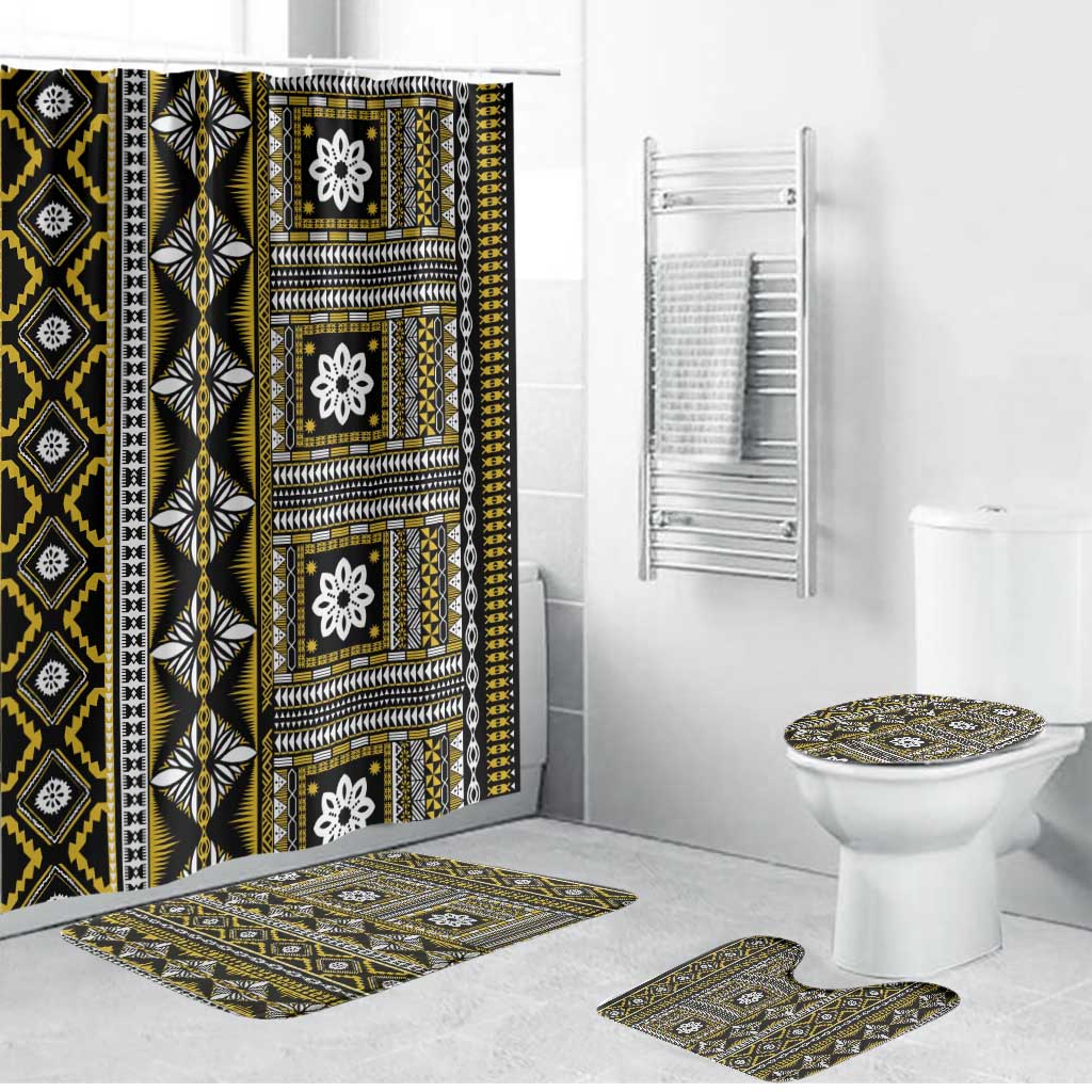Fiji Masi Tapa Pattern Yellow Bathroom Set - Polynesian Pride