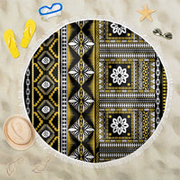 Fiji Masi Tapa Pattern Yellow Beach Blanket - Polynesian Pride