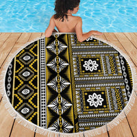 Fiji Masi Tapa Pattern Yellow Beach Blanket - Polynesian Pride