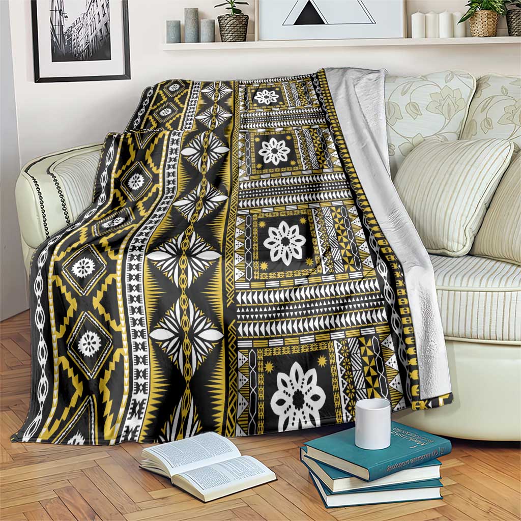 Fiji Masi Tapa Pattern Yellow Blanket - Polynesian Pride