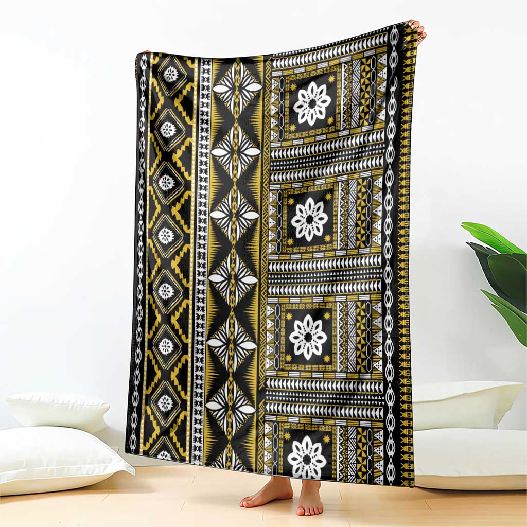 Fiji Masi Tapa Pattern Yellow Blanket - Polynesian Pride