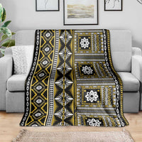 Fiji Masi Tapa Pattern Yellow Blanket - Polynesian Pride