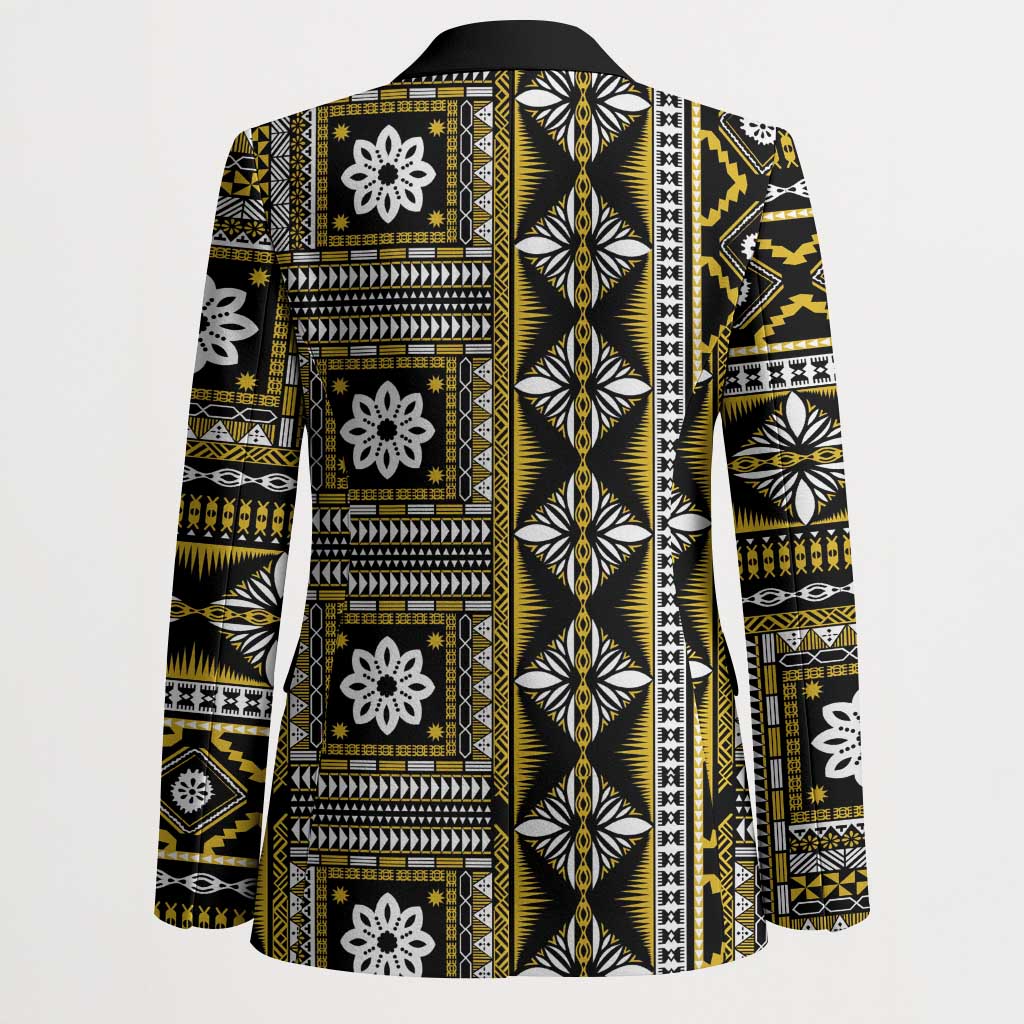 Fiji Masi Tapa Pattern Yellow Blazer - Polynesian Pride