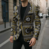 Fiji Masi Tapa Pattern Yellow Blazer - Polynesian Pride