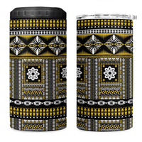Fiji Masi Tapa Pattern Yellow 4 in 1 Can Cooler Tumbler - Polynesian Pride