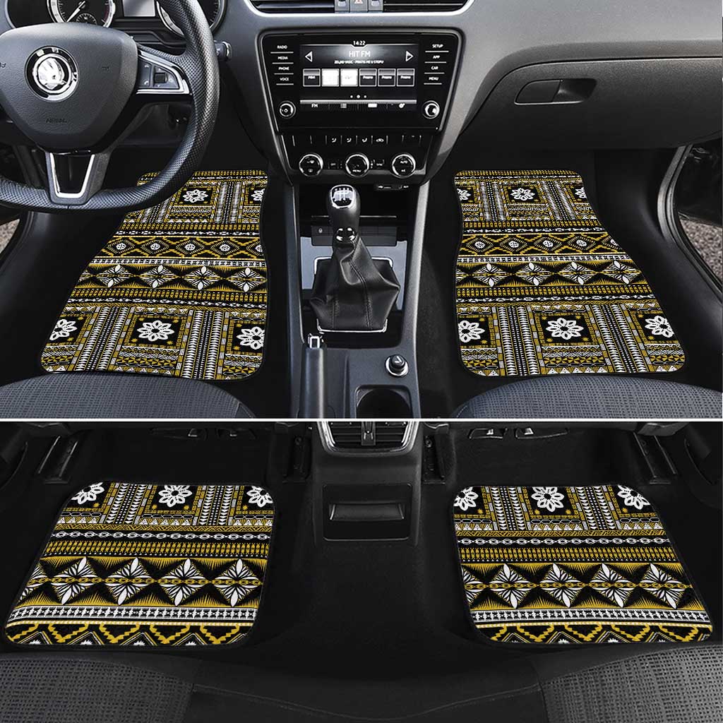 Fiji Masi Tapa Pattern Yellow Car Mats - Polynesian Pride