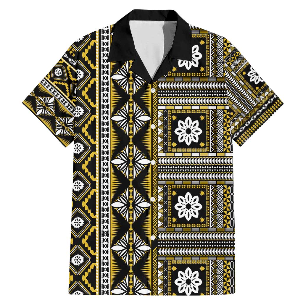 Fiji Masi Tapa Pattern Yellow Family Matching Mermaid Dress and Hawaiian Shirt - Polynesian Pride