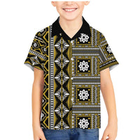 Fiji Masi Tapa Pattern Yellow Family Matching Mermaid Dress and Hawaiian Shirt - Polynesian Pride
