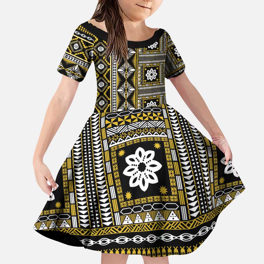 Fiji Masi Tapa Pattern Yellow Family Matching Puletasi and Hawaiian Shirt - Polynesian Pride