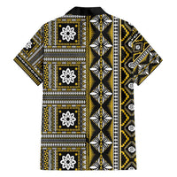 Fiji Masi Tapa Pattern Yellow Family Matching Tank Maxi Dress and Hawaiian Shirt - Polynesian Pride