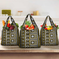 Fiji Masi Tapa Pattern Yellow Grocery Bag - Polynesian Pride