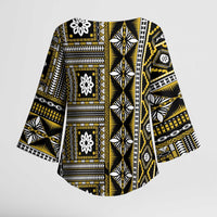 Fiji Masi Tapa Pattern Yellow Kimono Sleeve Blouse - Polynesian Pride
