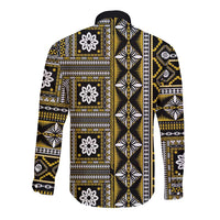 Fiji Masi Tapa Pattern Yellow Long Sleeve Button Shirt - Polynesian Pride