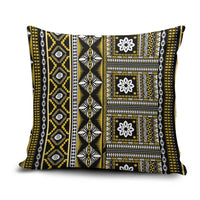 Fiji Masi Tapa Pattern Yellow Pillow Cover - Polynesian Pride