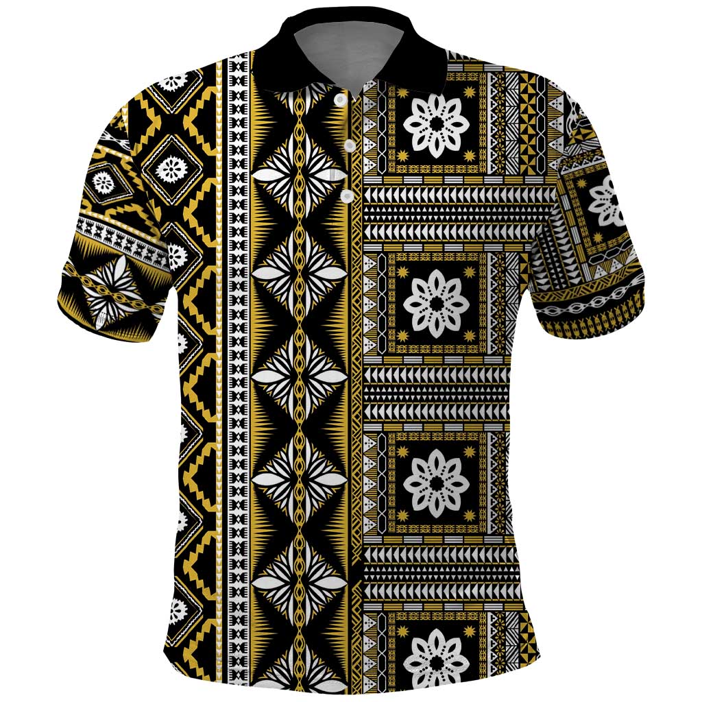 Fiji Masi Tapa Pattern Yellow Polo Shirt LT01 Yellow - Polynesian Pride