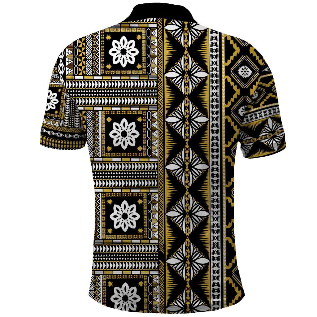 Fiji Masi Tapa Pattern Yellow Polo Shirt LT01 - Polynesian Pride