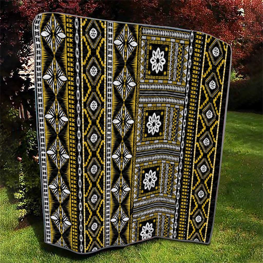 Fiji Masi Tapa Pattern Yellow Quilt - Polynesian Pride