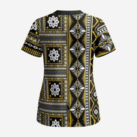 Fiji Masi Tapa Pattern Yellow Scrub Top - Polynesian Pride