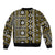 Fiji Masi Tapa Pattern Yellow Sleeve Zip Bomber Jacket - Polynesian Pride