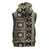 Fiji Masi Tapa Pattern Yellow Sleeveless Zip Hoodie - Polynesian Pride