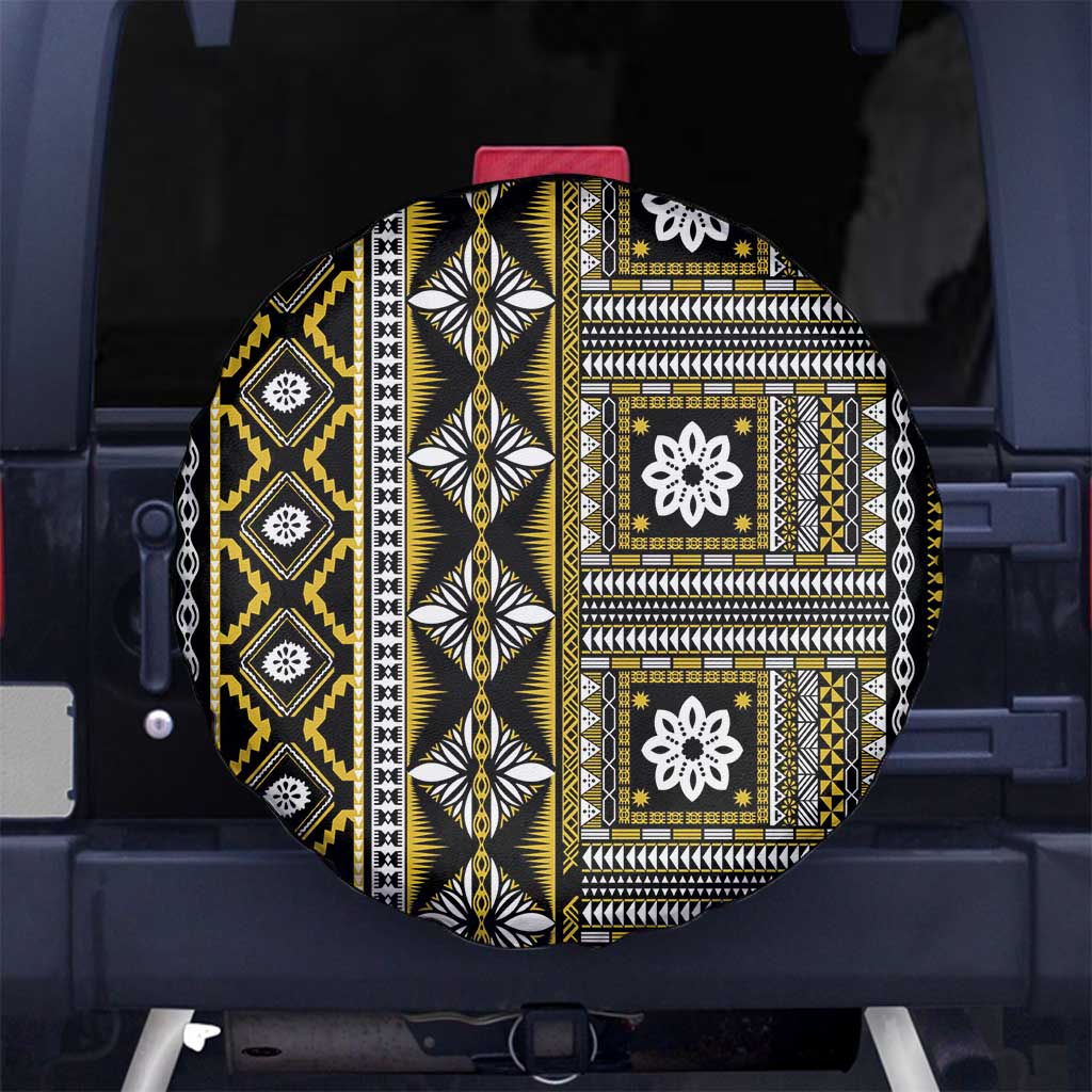 Fiji Masi Tapa Pattern Yellow Spare Tire Cover - Polynesian Pride
