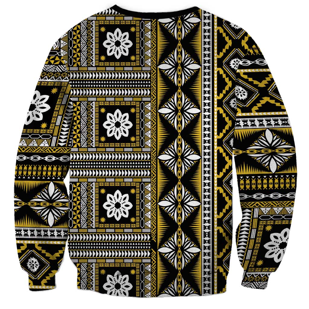 Fiji Masi Tapa Pattern Yellow Sweatshirt - Polynesian Pride