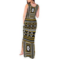 Fiji Masi Tapa Pattern Yellow Tank Maxi Dress - Polynesian Pride