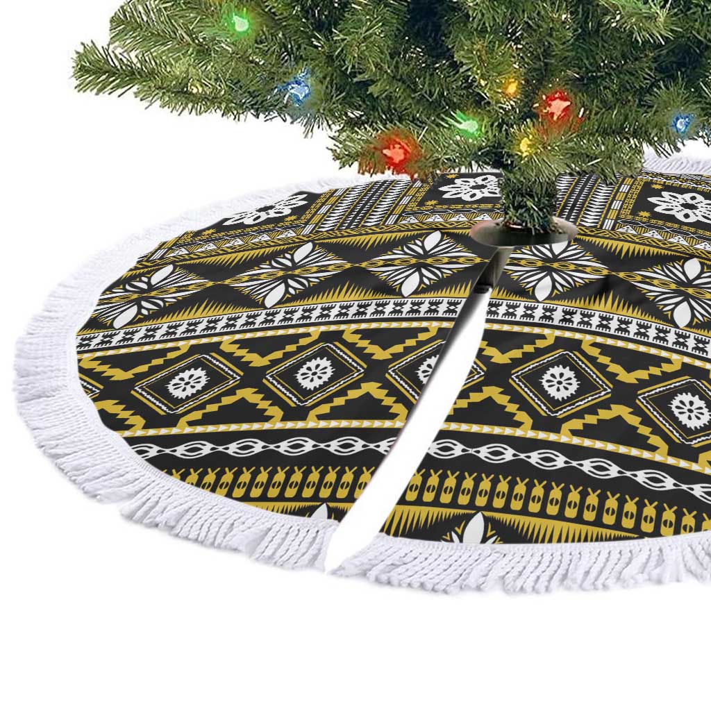 Fiji Masi Tapa Pattern Yellow Tree Skirt - Polynesian Pride