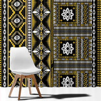 Fiji Masi Tapa Pattern Yellow Window Curtain - Polynesian Pride