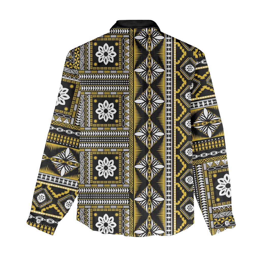 Fiji Masi Tapa Pattern Yellow Women Casual Shirt - Polynesian Pride