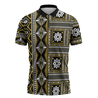 Fiji Masi Tapa Pattern Yellow Zipper Polo Shirt - Polynesian Pride