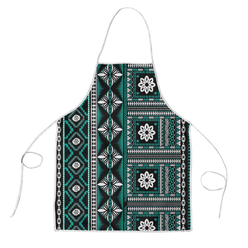 Fiji Masi Tapa Pattern Teal Apron - Polynesian Pride