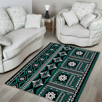 Fiji Masi Tapa Pattern Teal Area Rug - Polynesian Pride