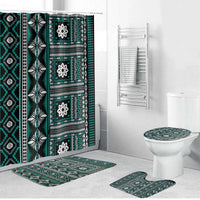 Fiji Masi Tapa Pattern Teal Bathroom Set - Polynesian Pride