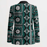 Fiji Masi Tapa Pattern Teal Blazer - Polynesian Pride