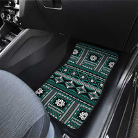 Fiji Masi Tapa Pattern Teal Car Mats - Polynesian Pride