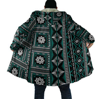 Fiji Masi Tapa Pattern Teal Cloak - Polynesian Pride