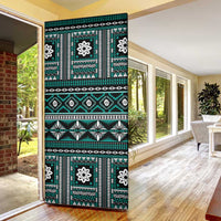 Fiji Masi Tapa Pattern Teal Door Cover - Polynesian Pride