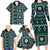 Fiji Masi Tapa Pattern Teal Family Matching Long Sleeve Bodycon Dress and Hawaiian Shirt - Polynesian Pride
