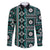 Fiji Masi Tapa Pattern Teal Family Matching Long Sleeve Bodycon Dress and Hawaiian Shirt - Polynesian Pride