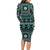 Fiji Masi Tapa Pattern Teal Family Matching Long Sleeve Bodycon Dress and Hawaiian Shirt - Polynesian Pride