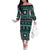 Fiji Masi Tapa Pattern Teal Family Matching Off The Shoulder Long Sleeve Dress and Hawaiian Shirt - Polynesian Pride