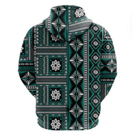 Fiji Masi Tapa Pattern Teal Hoodie - Polynesian Pride
