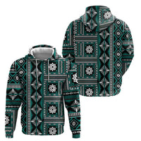 Fiji Masi Tapa Pattern Teal Hoodie - Polynesian Pride
