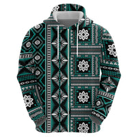 Fiji Masi Tapa Pattern Teal Hoodie - Polynesian Pride