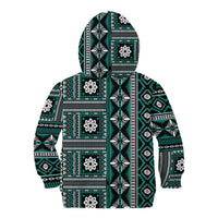 Fiji Masi Tapa Pattern Teal Kid Hoodie - Polynesian Pride