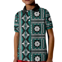 Fiji Masi Tapa Pattern Teal Kid Polo Shirt - Polynesian Pride