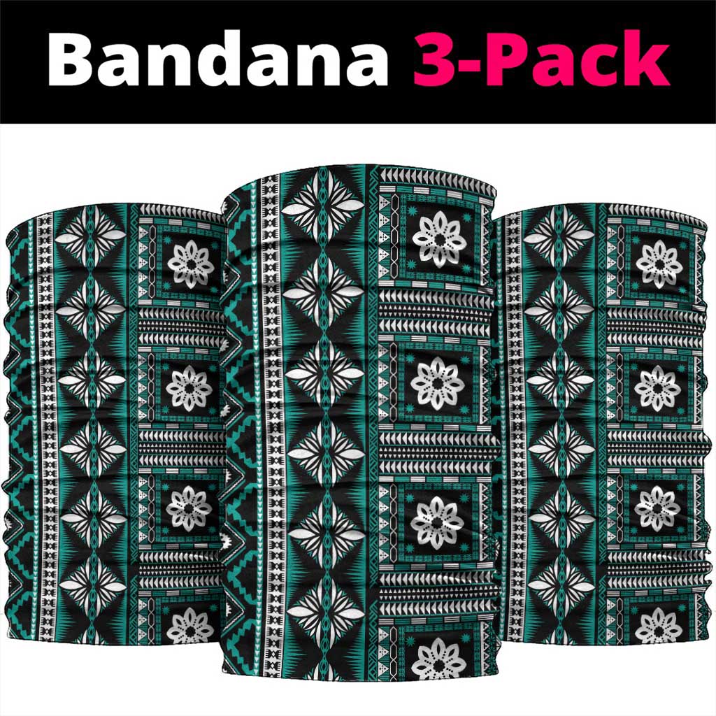 Fiji Masi Tapa Pattern Teal Neck Gaiter - Polynesian Pride